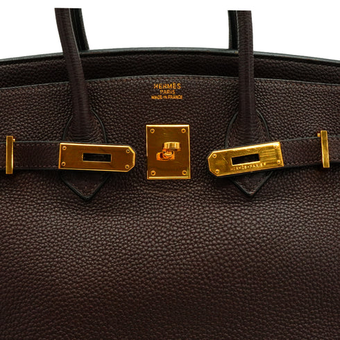 HERMES BIRKIN 35 CHOCOLAT TOGO HAND BAG 2007 SQUARE K GOLD HARDWARE 90341428