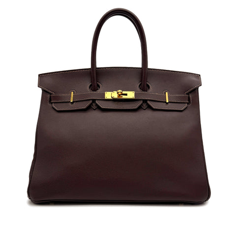 HERMES BIRKIN 35 CHOCOLAT VEAU GULLIVER HAND BAG 1998 SQUARE B GOLD HARDWARE 90317719