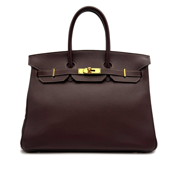 HERMES BIRKIN 35 CHOCOLAT VEAU GULLIVER HAND BAG 1998 SQUARE B GOLD HARDWARE 90317719