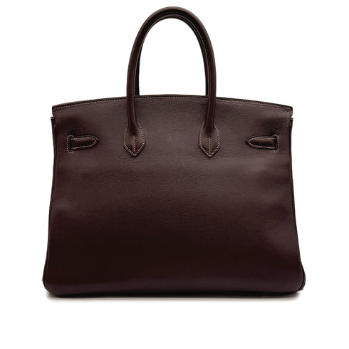 HERMES BIRKIN 35 CHOCOLAT VEAU GULLIVER HAND BAG 1998 SQUARE B GOLD HARDWARE 90317719