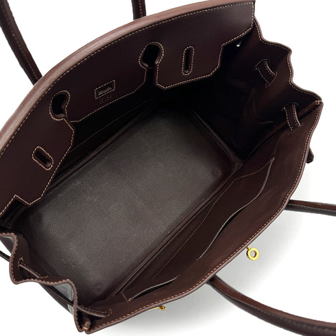 HERMES BIRKIN 35 CHOCOLAT VEAU GULLIVER HAND BAG 1998 SQUARE B GOLD HARDWARE 90317719