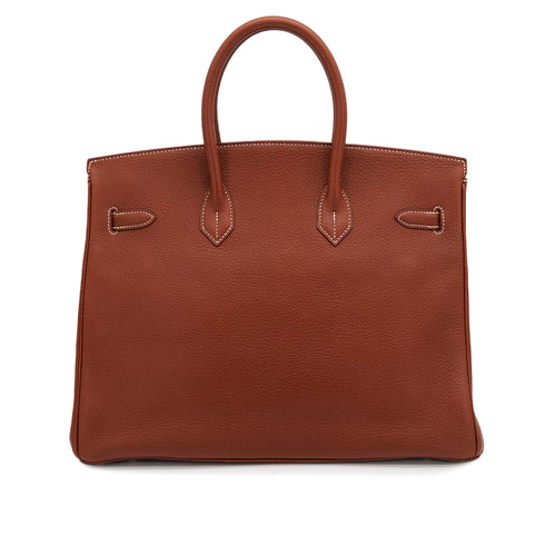 HERMES BIRKIN 35 COGNAC FJORD HAND BAG 2000 SQUARE D GOLD HARDWARE 90314442
