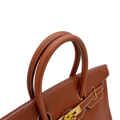 HERMES BIRKIN 35 COGNAC FJORD HAND BAG 2000 SQUARE D GOLD HARDWARE 90314442