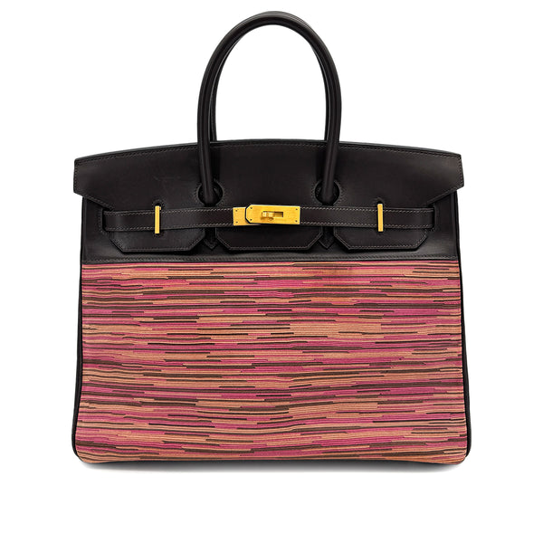 HERMES BIRKIN 35 EBENE BOXCALF VIBRATO HAND BAG 2003 SQUARE G MATT GOLD HARDWARE 90319535