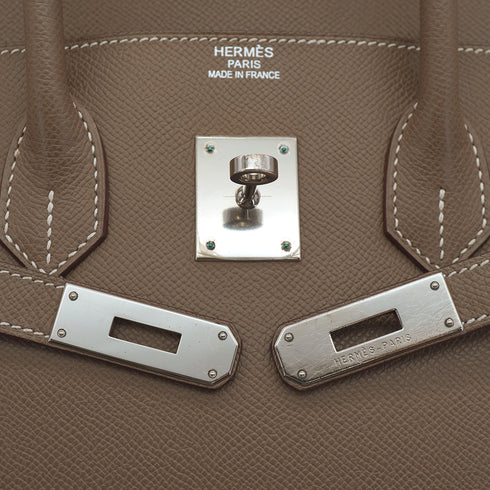 HERMES BIRKIN 35 ETOUPE VEAU EPSOM HAND BAG 2009 SQUARE M PALLADIUM HARDWARE 90331864