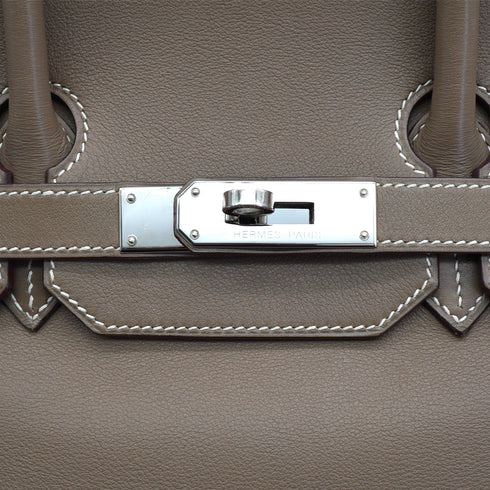 HERMES BIRKIN 35 ETOUPE VEAU GULLIVER HAND BAG 2007 SQUARE K PALLADIUM HARDWARE 90319921