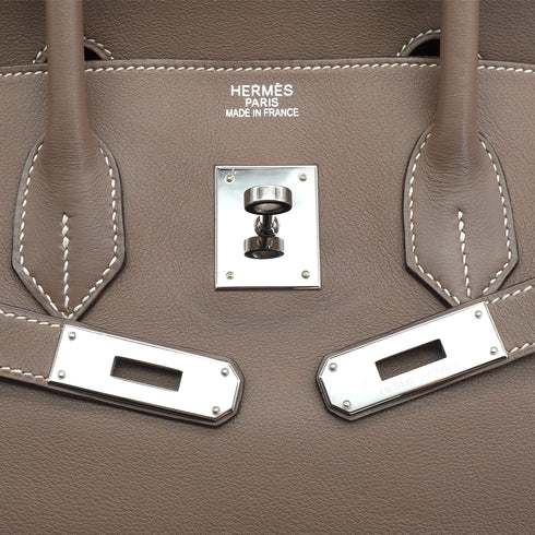 HERMES BIRKIN 35 ETOUPE VEAU GULLIVER HAND BAG 2007 SQUARE K PALLADIUM HARDWARE 90319921