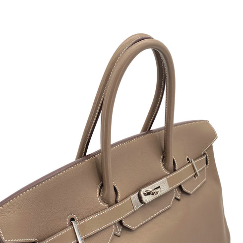 HERMES BIRKIN 35 ETOUPE VEAU GULLIVER HAND BAG 2007 SQUARE K PALLADIUM HARDWARE 90319921