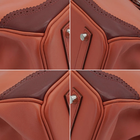 HERMES BIRKIN 35 GHILLIES ROSY ROUGE H VEAU SWIFT HAND BAG 2012 SQUARE P PALLADIUM HARDWARE 90335721