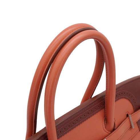 HERMES BIRKIN 35 GHILLIES ROSY ROUGE H VEAU SWIFT HAND BAG 2012 SQUARE P PALLADIUM HARDWARE 90335721