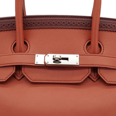 HERMES BIRKIN 35 GHILLIES ROSY ROUGE H VEAU SWIFT HAND BAG 2012 SQUARE P PALLADIUM HARDWARE 90335721