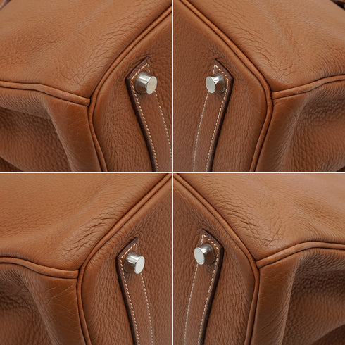 HERMES BIRKIN 35 GOLD TAURILLON CLEMENCE HAND BAG 2005 SQUARE I PALLADIUM HARDWARE 90340910