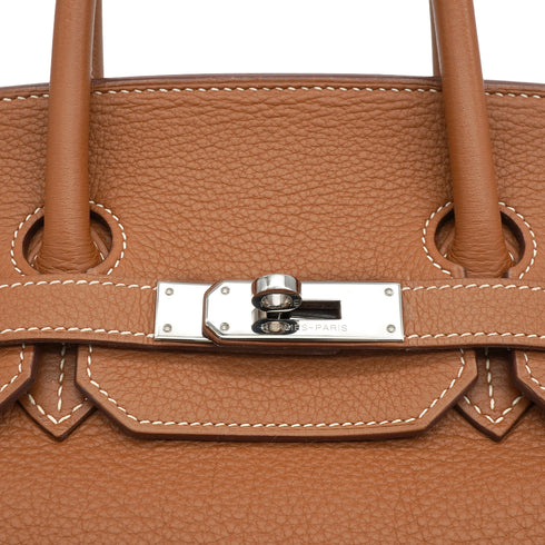 HERMES BIRKIN 35 GOLD TAURILLON CLEMENCE HAND BAG 2005 SQUARE I PALLADIUM HARDWARE 90340910