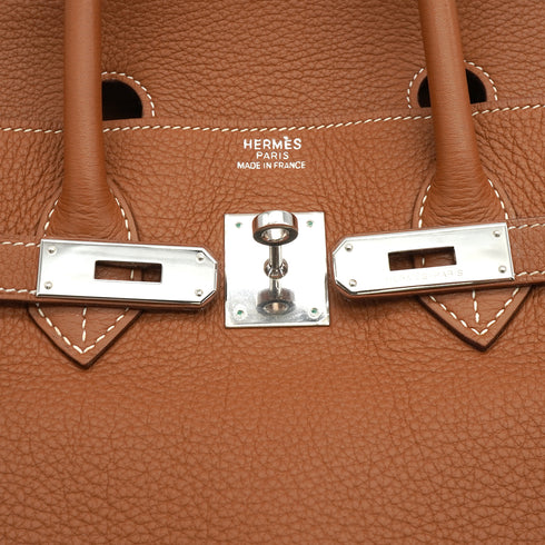 HERMES BIRKIN 35 GOLD TAURILLON CLEMENCE HAND BAG 2005 SQUARE I PALLADIUM HARDWARE 90340910