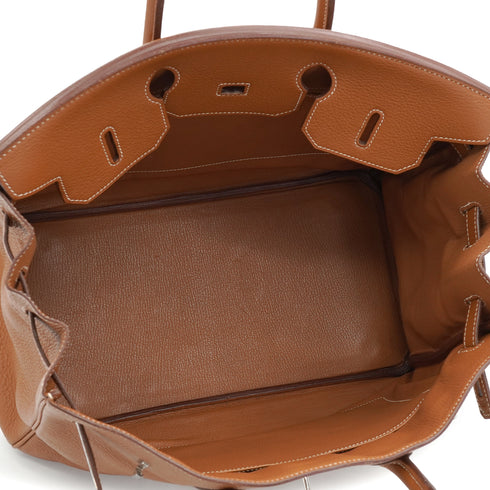 HERMES BIRKIN 35 GOLD TAURILLON CLEMENCE HAND BAG 2005 SQUARE I PALLADIUM HARDWARE 90340910