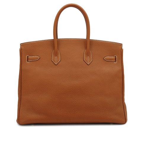 HERMES BIRKIN 35 GOLD TOGO HAND BAG 2004 SQUARE H GOLD HARDWARE 90338876
