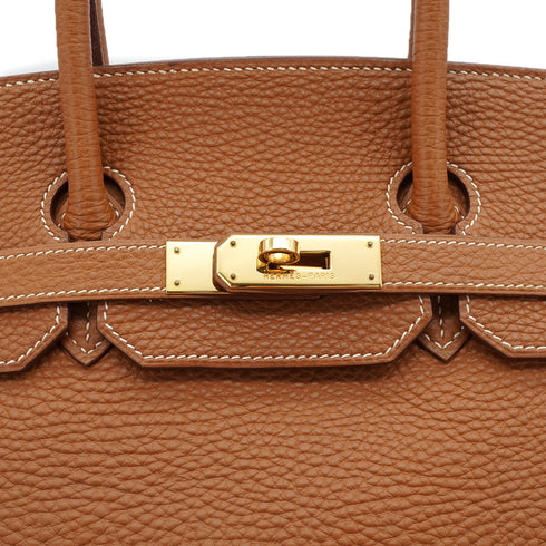 HERMES BIRKIN 35 GOLD TOGO HAND BAG 2004 SQUARE H GOLD HARDWARE 90338876