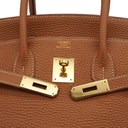 HERMES BIRKIN 35 GOLD TOGO HAND BAG 2004 SQUARE H GOLD HARDWARE 90338876