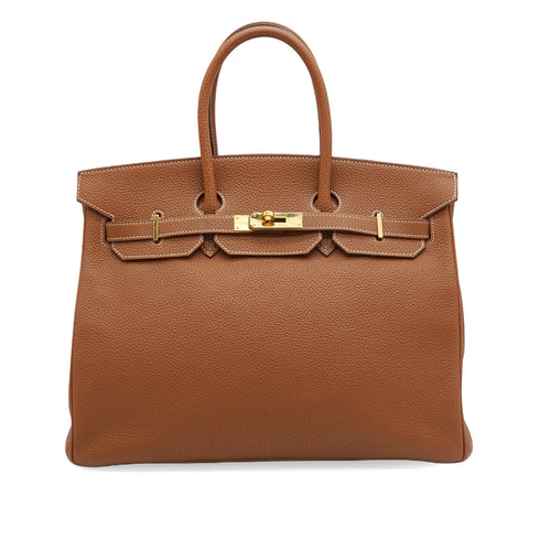 HERMES BIRKIN 35 GOLD TOGO HAND BAG 2004 SQUARE H GOLD HARDWARE 90343930