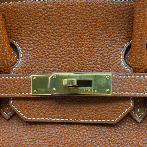 HERMES BIRKIN 35 GOLD TOGO HAND BAG 2004 SQUARE H GOLD HARDWARE 90343930