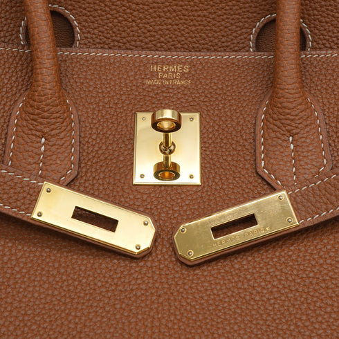HERMES BIRKIN 35 GOLD TOGO HAND BAG 2004 SQUARE H GOLD HARDWARE 90343930