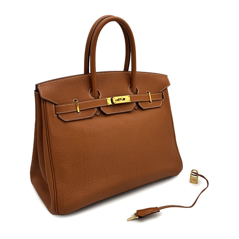HERMES BIRKIN 35 GOLD TOGO HAND BAG 2005 SQUARE I GOLD HARDWARE 90313332