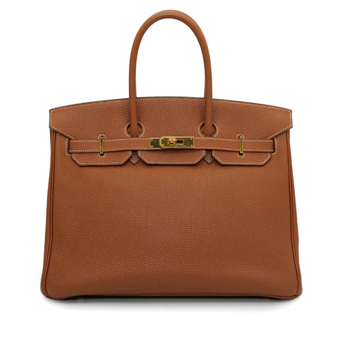 HERMES BIRKIN 35 GOLD TOGO HAND BAG 2005 SQUARE I GOLD HARDWARE 90313332