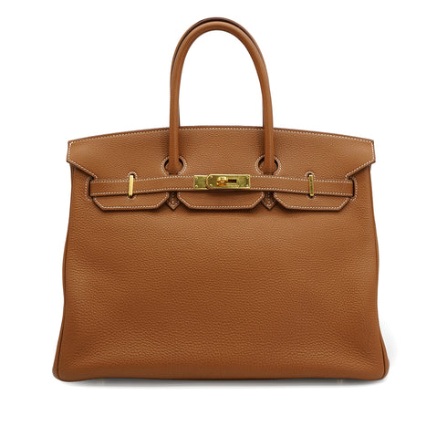 HERMES BIRKIN 35 GOLD TOGO HAND BAG 2005 SQUARE I GOLD HARDWARE 90331378