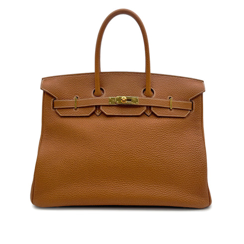 HERMES BIRKIN 35 GOLD TOGO HAND BAG 2005 SQUARE I GOLD HARDWARE 90313664