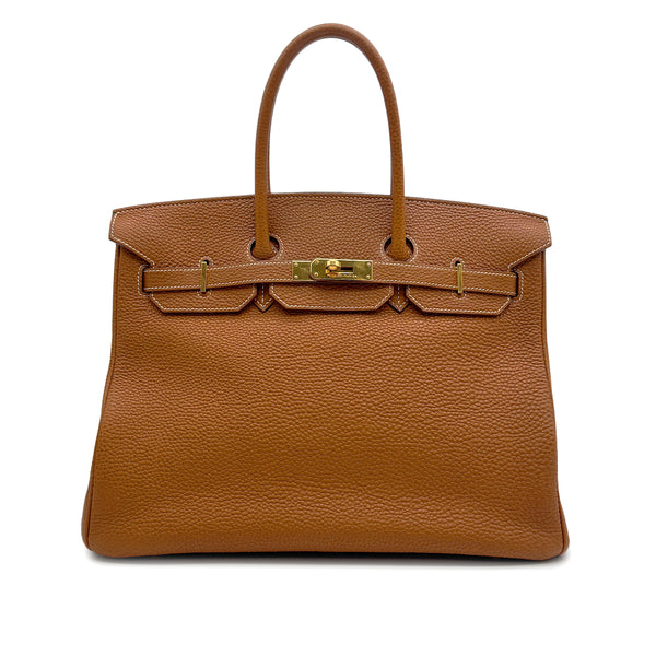HERMES BIRKIN 35 GOLD TOGO HAND BAG 2005 SQUARE I GOLD HARDWARE 90313664