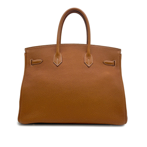 HERMES BIRKIN 35 GOLD TOGO HAND BAG 2005 SQUARE I GOLD HARDWARE 90313664