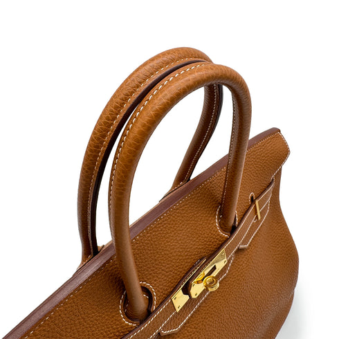 HERMES BIRKIN 35 GOLD TOGO HAND BAG 2005 SQUARE I GOLD HARDWARE 90313664