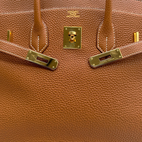 HERMES BIRKIN 35 GOLD TOGO HAND BAG 2005 SQUARE I GOLD HARDWARE 90313664