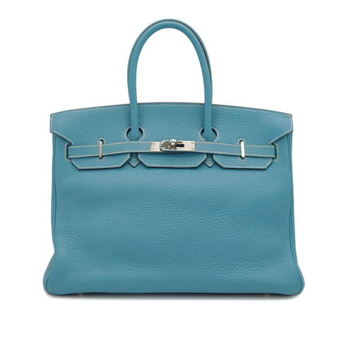 HERMES BIRKIN 35 BLUE JEAN TOGO HAND BAG 2005 SQUARE I PALLADIUM HARDWARE 90330698