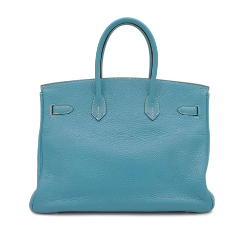 HERMES BIRKIN 35 BLUE JEAN TOGO HAND BAG 2005 SQUARE I PALLADIUM HARDWARE 90330698