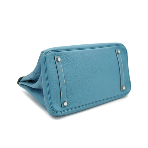 HERMES BIRKIN 35 BLUE JEAN TOGO HAND BAG 2005 SQUARE I PALLADIUM HARDWARE 90330698