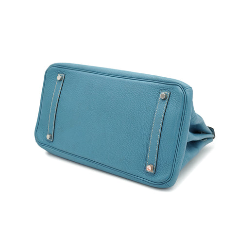 HERMES BIRKIN 35 BLUE JEAN TOGO HAND BAG 2005 SQUARE I PALLADIUM HARDWARE 90330698