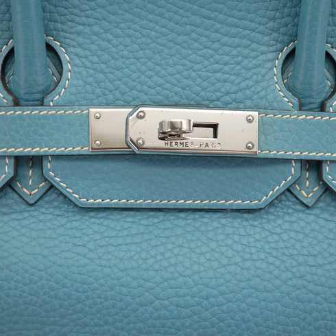 HERMES BIRKIN 35 BLUE JEAN TOGO HAND BAG 2005 SQUARE I PALLADIUM HARDWARE 90330698