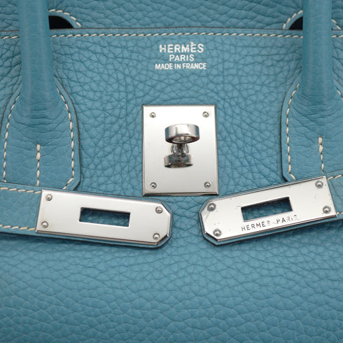 HERMES BIRKIN 35 BLUE JEAN TOGO HAND BAG 2005 SQUARE I PALLADIUM HARDWARE 90330698