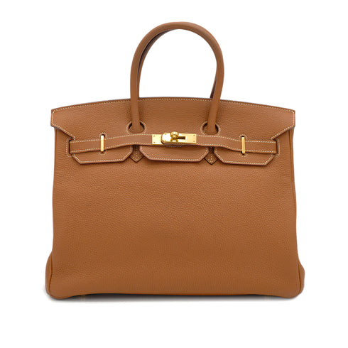 HERMES BIRKIN 35 GOLD TOGO HAND BAG 2005 SQUARE I GOLD HARDWARE 90330943