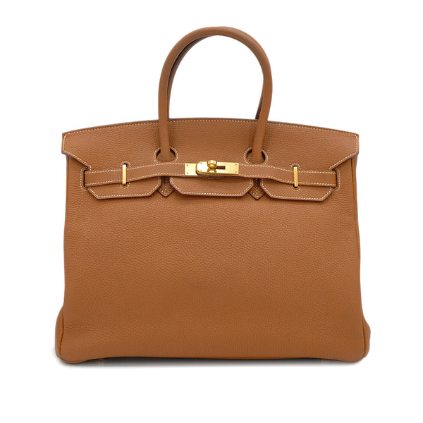 HERMES BIRKIN 35 GOLD TOGO HAND BAG 2005 SQUARE I GOLD HARDWARE 90330943