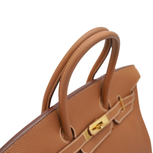 HERMES BIRKIN 35 GOLD TOGO HAND BAG 2005 SQUARE I GOLD HARDWARE 90330943