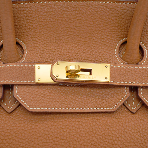 HERMES BIRKIN 35 GOLD TOGO HAND BAG 2005 SQUARE I GOLD HARDWARE 90330943
