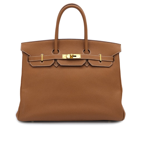 HERMES BIRKIN 35 GOLD TOGO HAND BAG 2006 SQUARE J GOLD HARDWARE 90325632