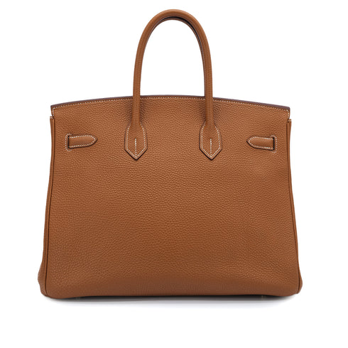HERMES BIRKIN 35 GOLD TOGO HAND BAG 2006 SQUARE J GOLD HARDWARE 90325632