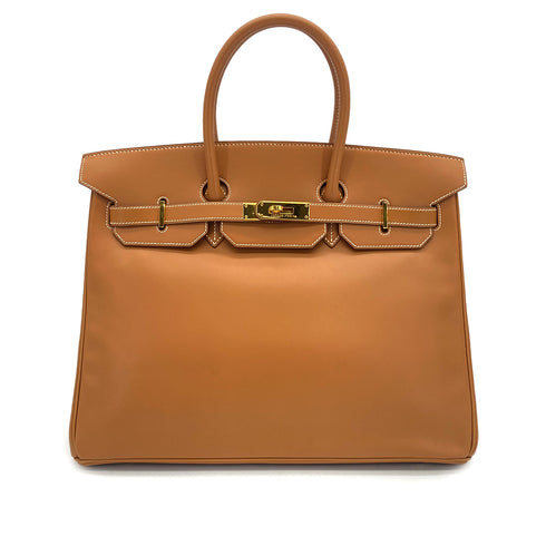 HERMES BIRKIN 35 GOLD VEAU CHAMONIX HAND BAG 1995 CIRCLE Y GOLD HARDWARE 90323188