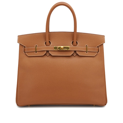 HERMES BIRKIN 35 GOLD VEAU EPSOM HAND BAG 2003 SQUARE G GOLD HARDWARE 90331367