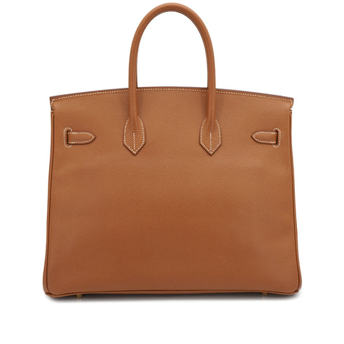 HERMES BIRKIN 35 GOLD VEAU EPSOM HAND BAG 2003 SQUARE G GOLD HARDWARE 90331367