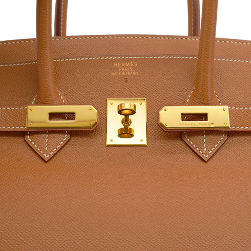 HERMES BIRKIN 35 GOLD VEAU EPSOM HAND BAG 2003 SQUARE G GOLD HARDWARE 90331367