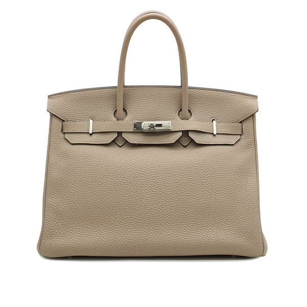 HERMES BIRKIN 35 GRIS TOURTERELLE TOGO HAND BAG 2009 SQUARE M PALLADIUM HARDWARE 90334516